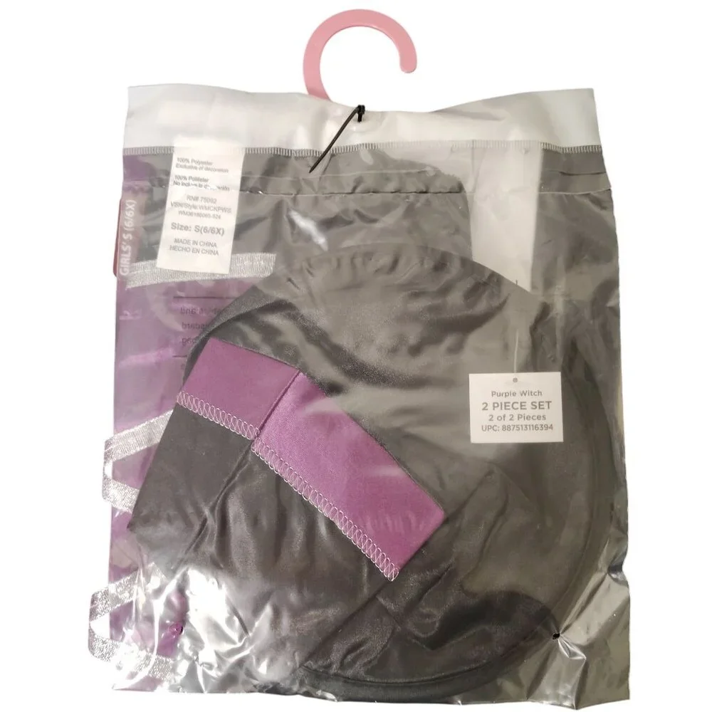 Celebrate Girls S (6/6X) Purple Witch Halloween Costume With Hat 2-Piece